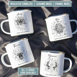 Zodiac Enamel Mug: Unbreakable Camp Cup with Horoscope Signs