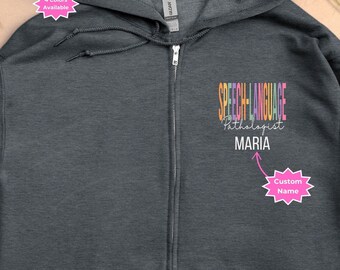 Personalisierter Speech-Language Pathologe Full-Zip Hoodie: Benutzerdefiniertes Namensgeschenk