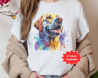 Watercolor Yellow Lab T-Shirt: Happy Labrador Retriever Dog Mom Gift