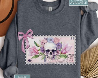 Sudadera gótica con diseño de calavera floral, estilo coqueto y espeluznante.