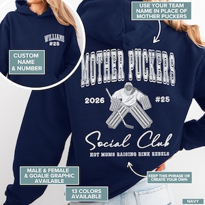 Hockey Goalie Mom Hoodie: Personalized Social Club, Funny Game Day Sweater