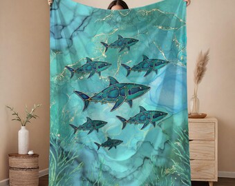 Shark Lover Blanket | Ocean Coastal Decor Throw for Beach House
