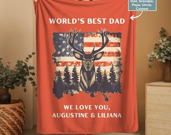 Personalized Dad Blanket | American Flag Patriotic Gift