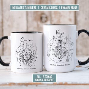 Zodiac Black Accent Mug | 11oz or 15oz Ceramic Coffee Cup | Horoscope Signs & Astrology Traits