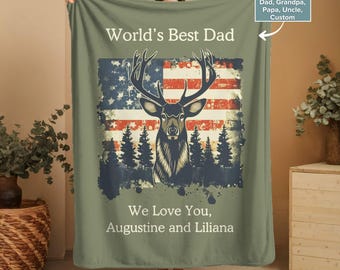 Personalized Dad Blanket | American Flag Patriotic Gift
