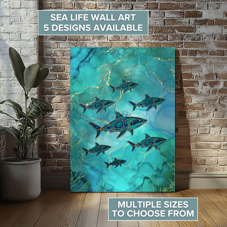 Dolphin Wall Art Canvas Print | Sea Life Decor Poster | Coastal Ocean ...