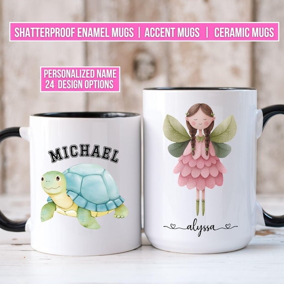 Personalized Kids Cocoa Mug | Ceramic Accent Cup with Custom Name | Fun Everyday Gift