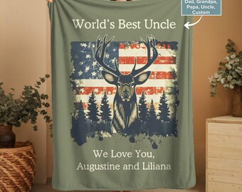 Personalized Uncle Blanket | American Flag Patriotic Gift
