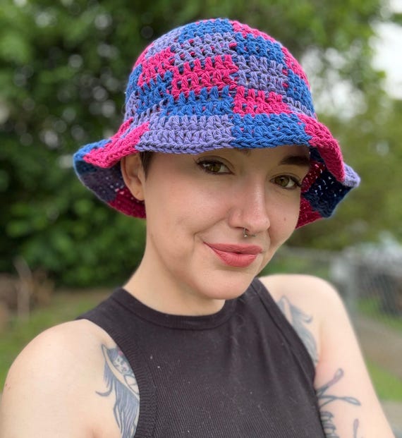 Bucket Hat Checkered 90s Style Bucket Hat Festive Sun Blocking Hat