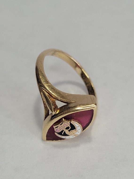 Daughters of Rebekah gold and ruby ring - image 5