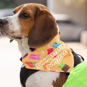 Adjustable Summertime Pupsicle Pet Bandana Collar, Dog lover Gift, New puppy Gift, Cute dog bandana, Summertime pet accessory, Gift for her