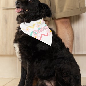Personalized Spring Dog Bandana with Name,Custom pet bandana,New puppy gift,Dog mom gift, Easter Gift, Gift for Pet lover,Flower Dog Scarf