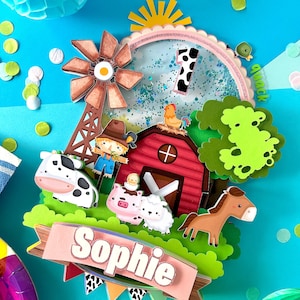 Personalized Farm Animal Cake Topper Farm Birthday Party Decor Farm Cake Topper Farm Themed Decor Farmyard Party Decor Barnyard Cake Topper