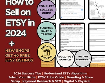 How to Sell on ETSY 2024, Beginner Guide to Selling, Start ETSY shop, Best Practice Price Guide Success Selling ETSY Increase Sales Etsy Seo