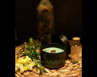 Mellow ~* 420Limited Edition*~wood wick, cackling soy candle