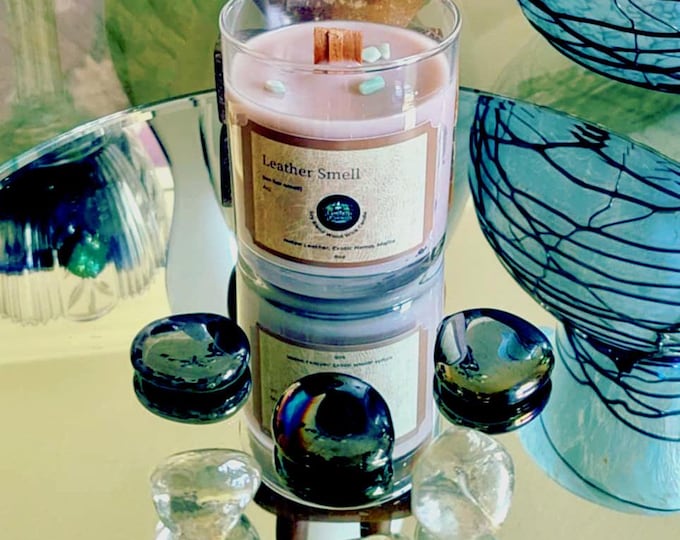 Leather Smell|wood wick|crackling soy candle