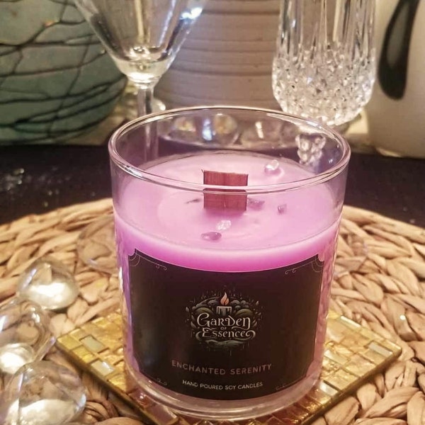 Enchanted Serenity~~wood wick, crackling soy candle