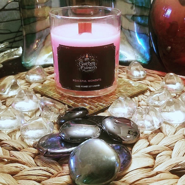 Peaceful Moments~~wood wick, crackling soy candle