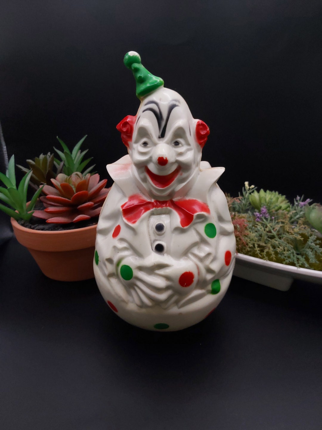 1950's Roly Poly Musical Clown Toy by Reliable Toys, Antique, Creepy ...