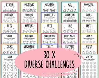 30 Diverse Challenges, Euro, A6 budgetbinder, Spaarchallenge, Printable,  Spaarmethode, Budget planner, NL, Enveloppenmethode, Cashstuffen