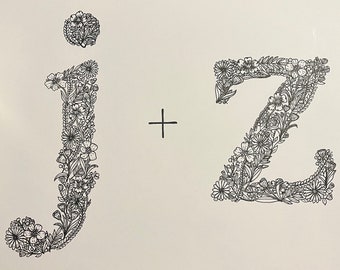 Classic Floral Initials- couple