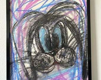 Cute Bunny. Oil pastel. Painting. Expressionism. Art