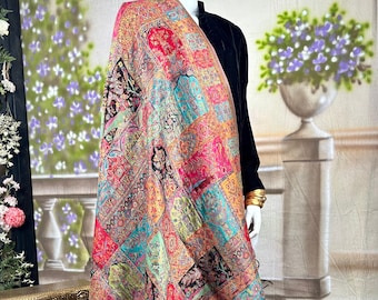 Tree of life Pure Kashmiri kani Silk Luxury Jamawar Shawl with Golden Zari Weaving Bridal Dupatta new Fancy Wedding Veil