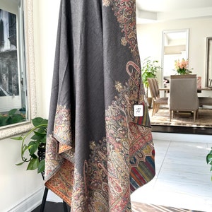 A masterpiece of art and tradition: Kashmiri Kani shawl with luxurious antique zari weaving on the borders  scarf hijab stole wedding Gift