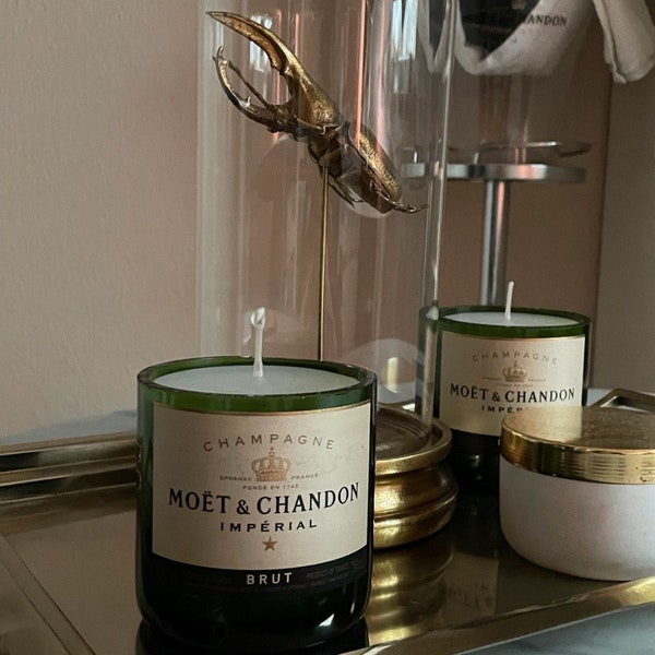 Candle made from champagne bottle