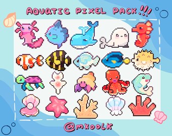 Ocean Pixel Art Pack -- Twitch Badges, Video Game Assets, Streaming, and more!