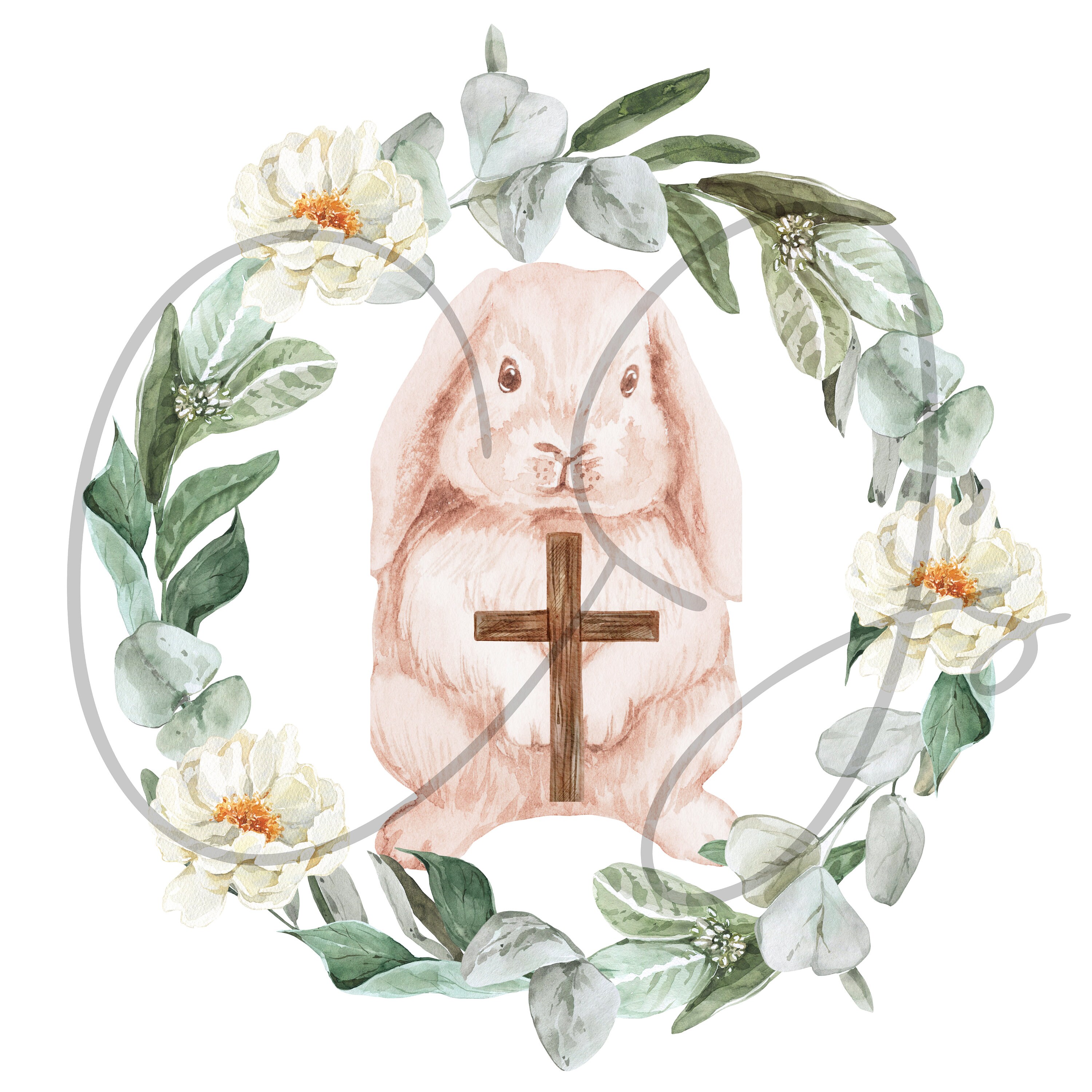 Bunny With Cross SVG, Easter Rabbit PNG, Religious Easter Sublimation ...
