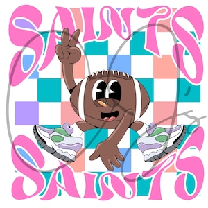 Retro Saints SVG, Pink Football Team Design, Checkered Saints PNG, Saints Sublimation Design