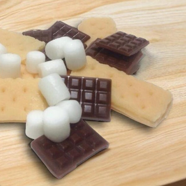 SMORES Wax Melt, Wax Tart, Wax Embeds, Shaped Wax Melt, Dessert Candles, Fake Food, Chocolate, Graham Crackers, Marshmallows Soy-N-Suds