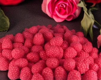 RASPBERRY EMBEDS - Raspberry Wax Embeds, Wax Melts, Wax Tarts, Scented Embeds, Shaped Wax, Highly Scented, Dessert Candles, Wax Decorations