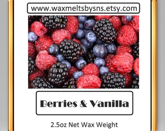 Berries & Vanilla Wax Melts Scented Wax Tart in a 2.5oz Resealable Clamshell Made in Wisconsin