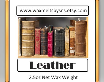 LEATHER Wax Melts Scented Wax Tart in a 2.5oz Resealable Clamshell Made in Wisconsin