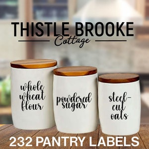 232 Pantry Labels Preprinted Clear Vinyl Stickers  Removable Black Script Modern Pantry Organization  Kitchen Jars & Bins Farmhouse