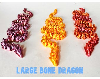 Large 3D Printed Bone Dragon: Articulated Fantasy Decor, Desk Toy