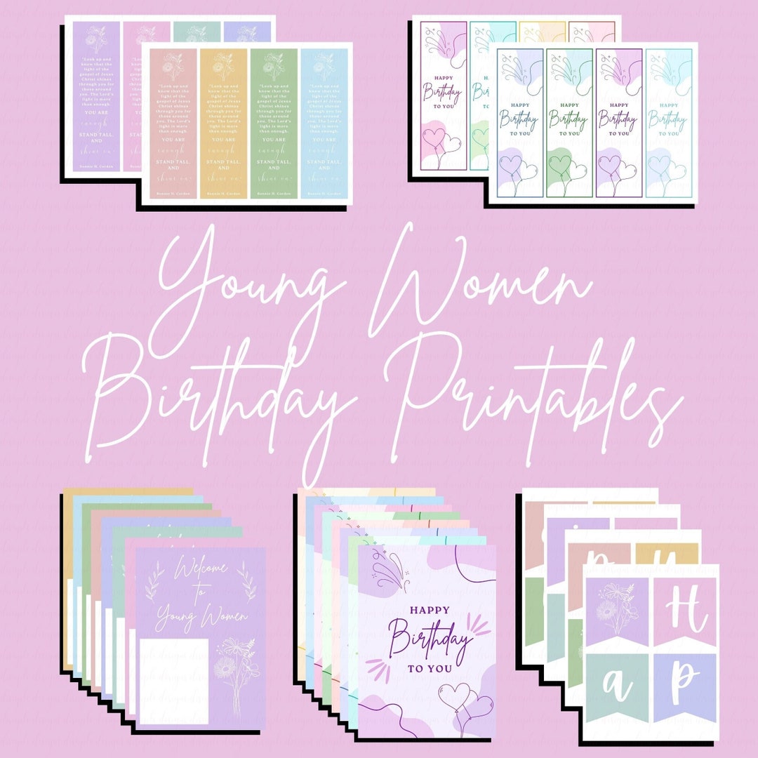 LDS Young Women Birthday Printables Package, Latter-day Saint Downloads ...