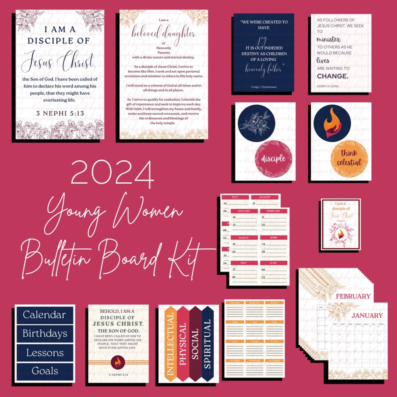 2024 Printable Come Follow Me, Young Women Bulletin Board Kit, 2024 LDS