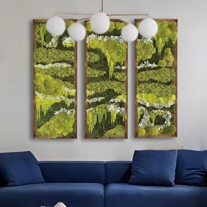 Set of 3 Moss Wall Art, Moss Wall Decor, Preserved Moss Wall Art, Moss Frame, Unique Green Art for Office or Home, Stabilized Moss