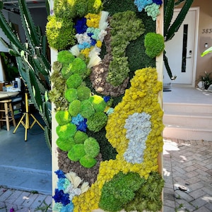 Blooming Moss Wall Art with Preserved Florals and Forest Moss, Framed Natural Wall Decor for Sustainable Biophilic Interiors