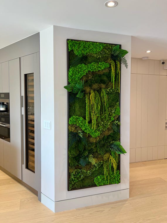 Preserved Moss Wall Art – Jungle Escape, Biophilic Decor, Natural Wood Frame