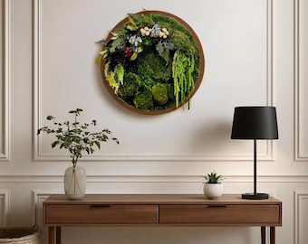 Round Preserved Moss Wall Art – Biophilic Green Decor
