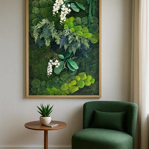 Enchanted Forest Moss Wall Art – Preserved Moss in Wooden Frame, Biophilic Green Decor for Home or Office, Nature-Inspired Gift
