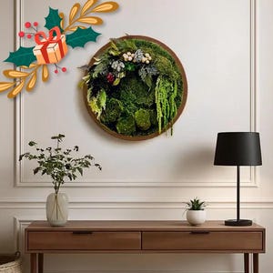 Round Moss Wall Art – Preserved, Biophilic Green Decor | Unique Christmas Gift