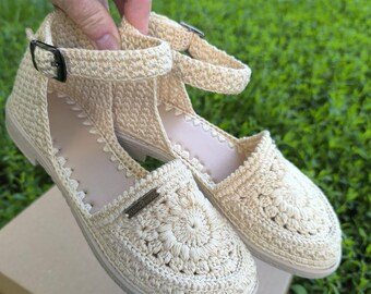 Hand-Crocheted Cotton Sandals: Custom Summer Shoes