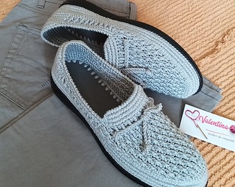 Handmade Crochet Cotton Loafers: Men's Summer Slippers