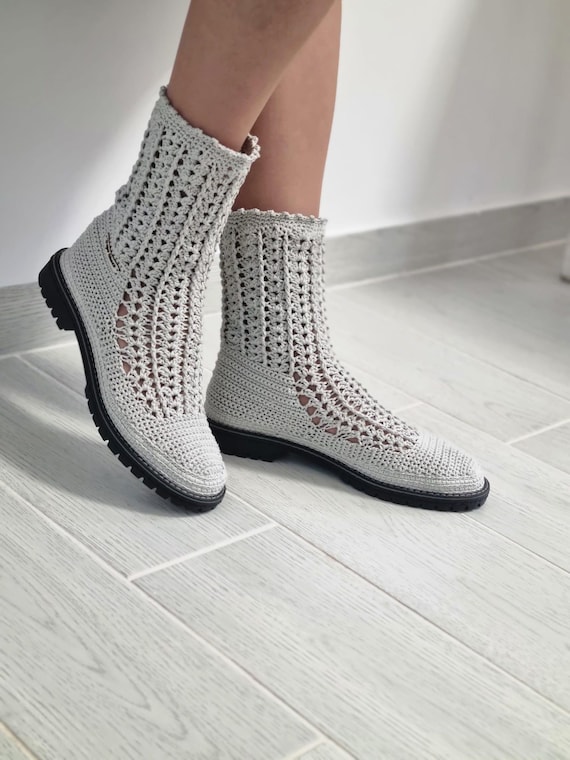 Crochet Boots Botas Tejidas A Mano Zapatitos Tejidos Botas Para