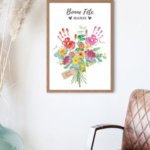 Affiches bonne fête mamie fleurs empreintes LOT DE 2 ,fichier pdf, cadeau mamie grand mère personnalisé, poster je t'aime mamie, idée cadeau image 10